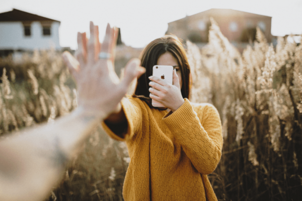 Girl recording video on phone