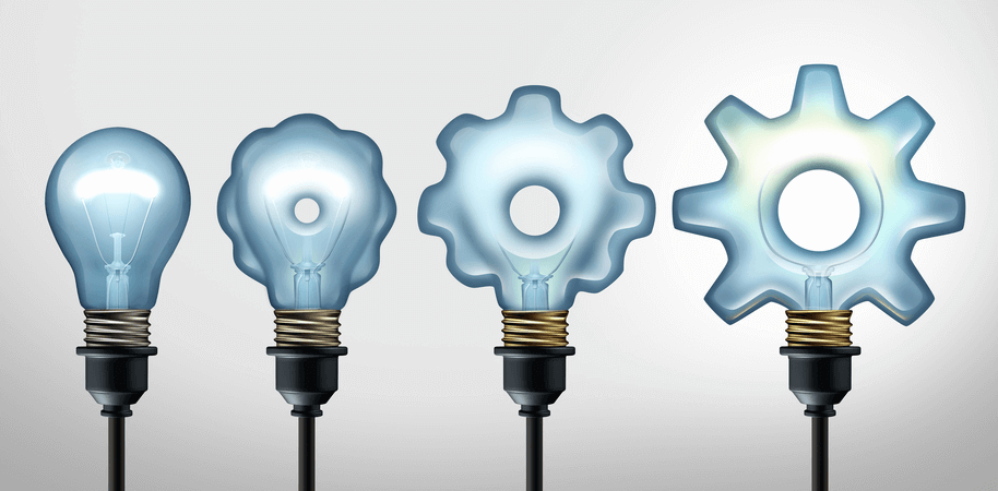 Lightbulb turning into a gear.