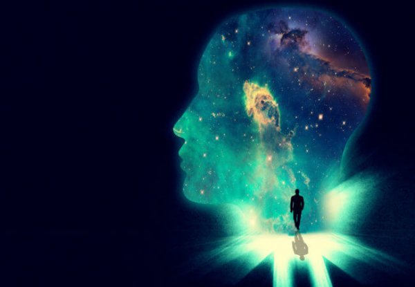 Glowing man's head