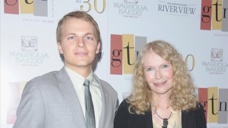 Mia Farrow and her son.