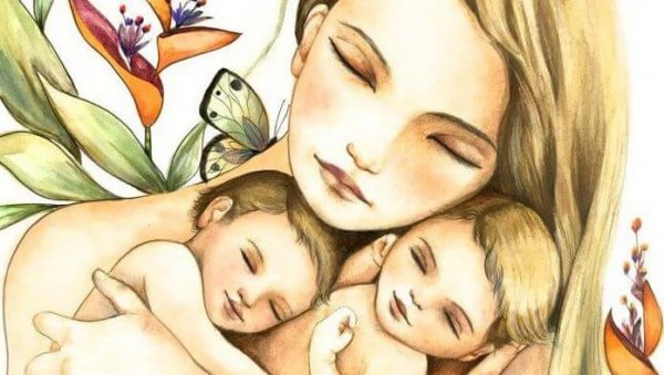 Mother with her children