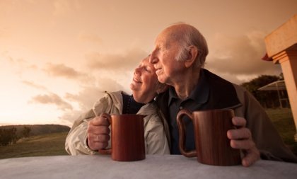 healthy aging: an old happy couple.