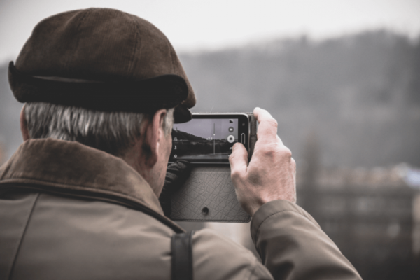 Older adults using technology.