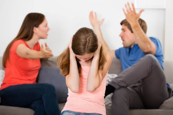 Parents shouting and child suffering