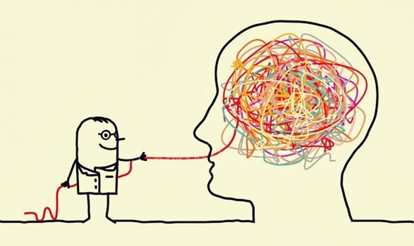 Man taking threads from head