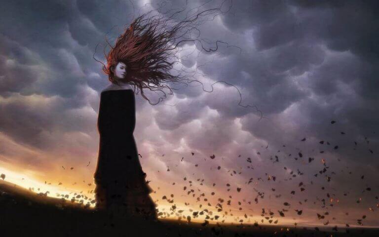 redhead woman standing in a field