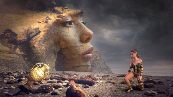 woman's face representing the hero's journey