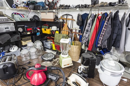 A crowded room due to hoarding.