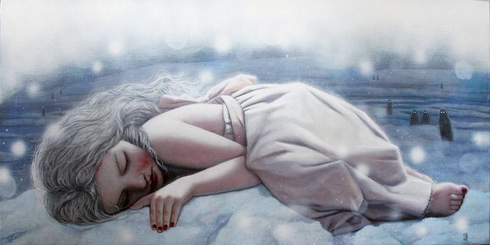 A girl overcome with sadness.