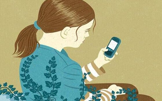 Girl addicted to her cell phone.