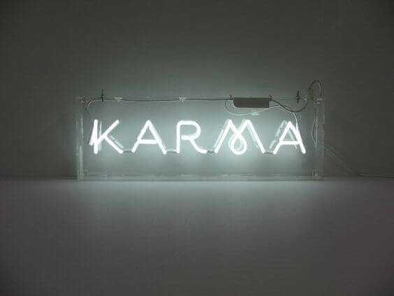 the word karma lit up