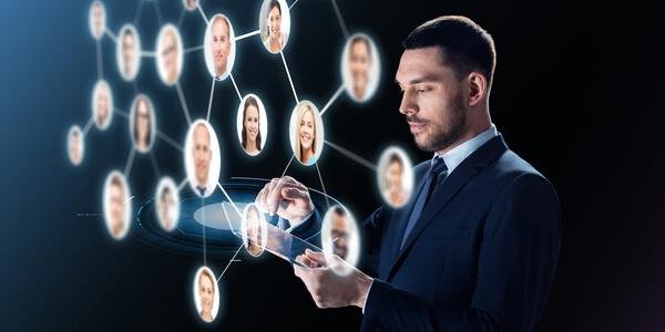 man looking for candidates representing headhunting