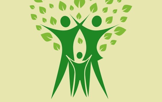 Three figured symbolizing a family tree.