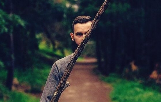 Man with half hidden face