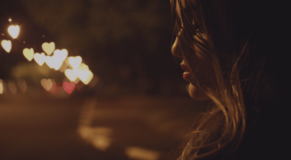 A woman at night.