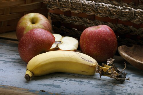 Banana and apples