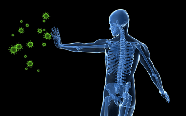 man with strong emotional immune system rejecting a virus