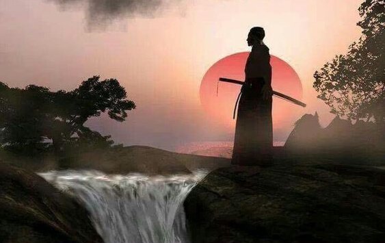 Samurai and waterfall