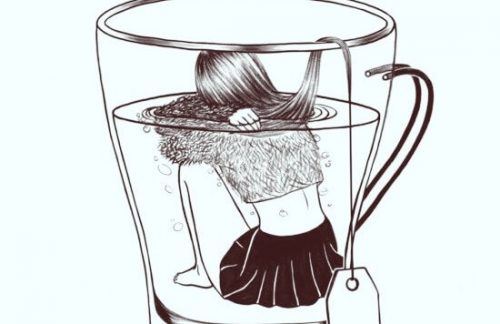 woman drowning in anxiety