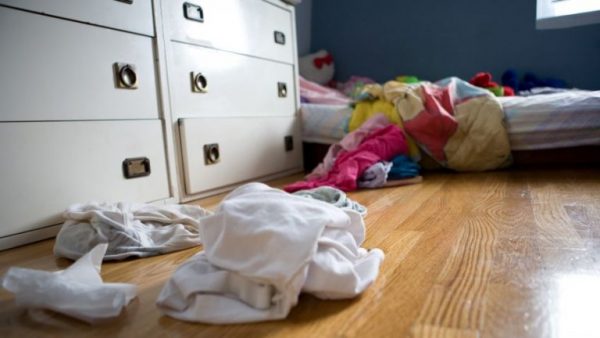 Clothes lying on floor