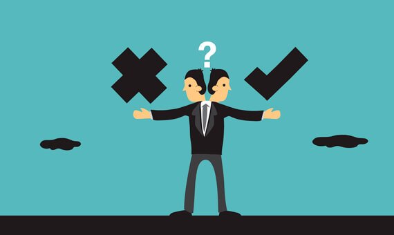 confused man reflecting on ethics