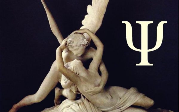 Statue of cupid and psyche embracing.