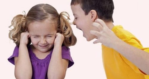 brother and sister screaming at each other and suffering childhood trauma
