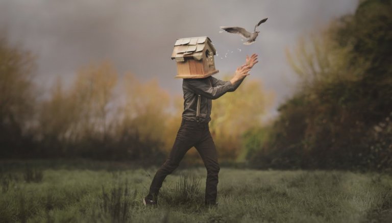 man searching for happiness
