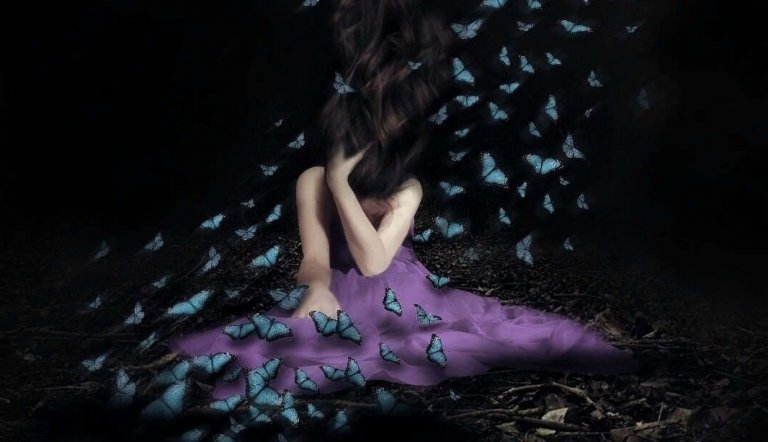 girl with butterflies