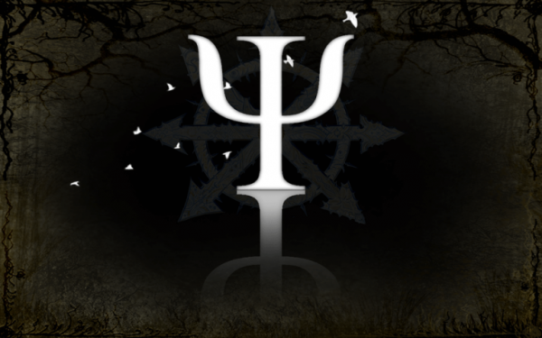 Psychology symbol with a black background.