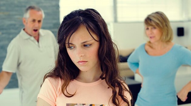 Teen arguing with parents