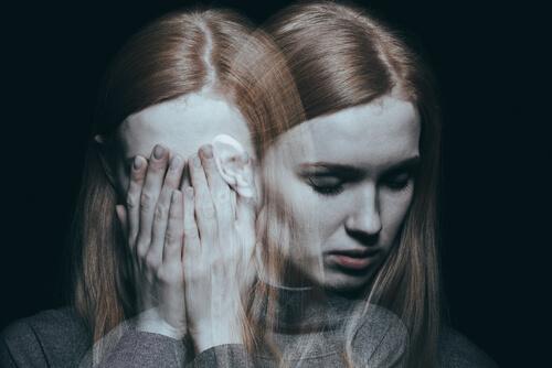 Woman showing the two moods of cyclothymia