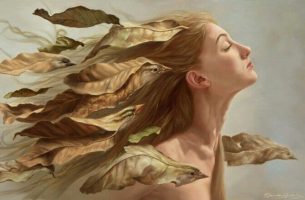 Woman with birds in her hair
