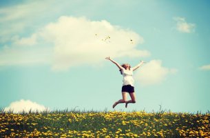 A woman with fear of change breaking free.