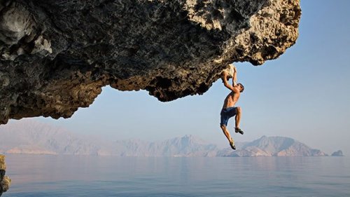 Alex Honnold climbing.