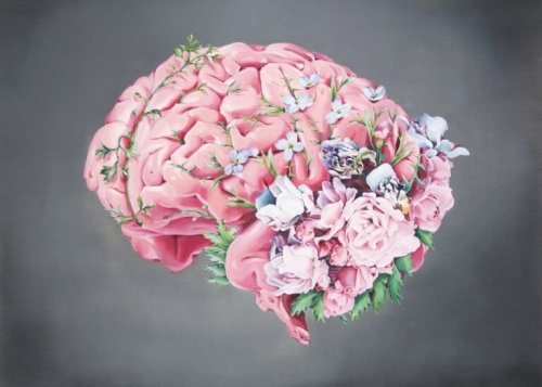 Brain with flowers.