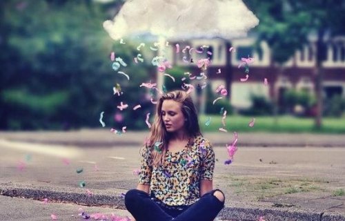 Girl under a cloud of values.