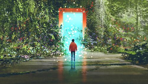 A man walking into a door.