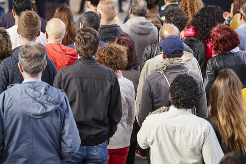 Crowd of people representing The Bystander Effect.