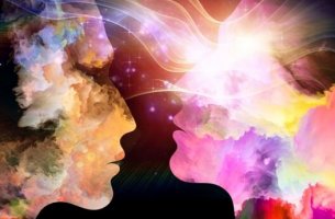 Faces filled with colorful nebula and galaxies.