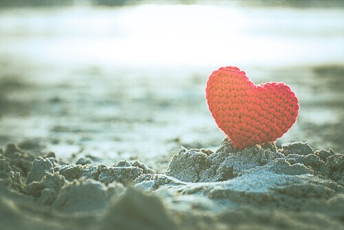 A heart in the sand.