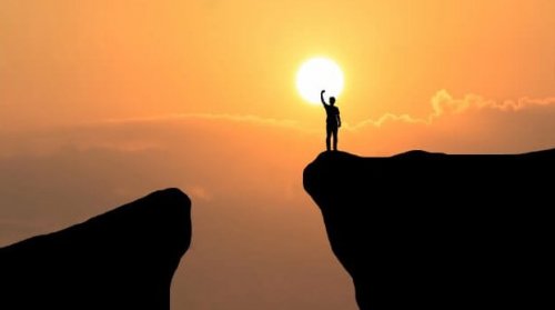 A man and the sun.