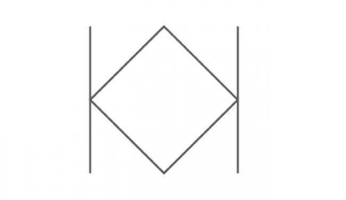 gestalt principper og en simpel figur med streger og en firkant i midten