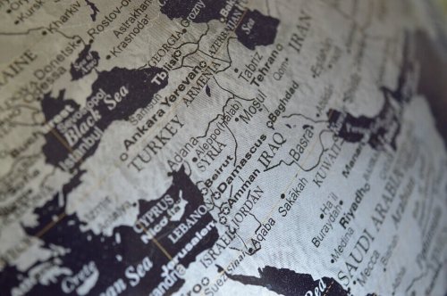 A map of the world representing geopolitics.