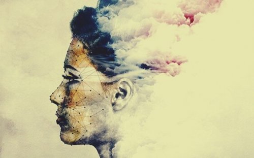 tegning af kvinde med røg fra baghovedet