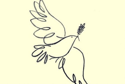 Peace pigeon against violence.