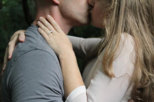 A couple kissing
