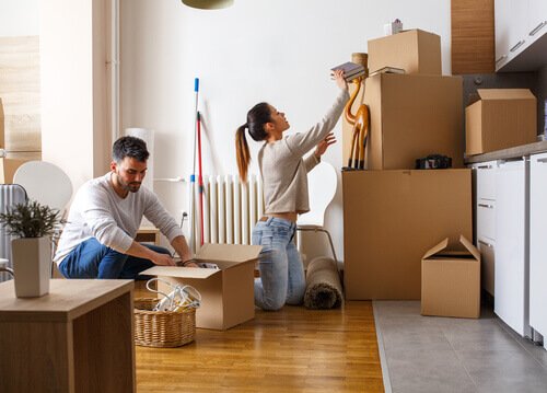 A couple moving.