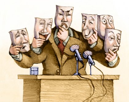 Politician with many faces.