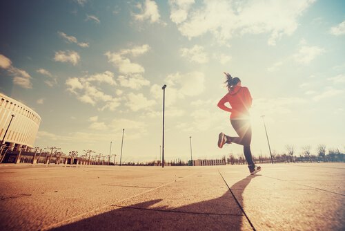 Woman running in search of excellence.